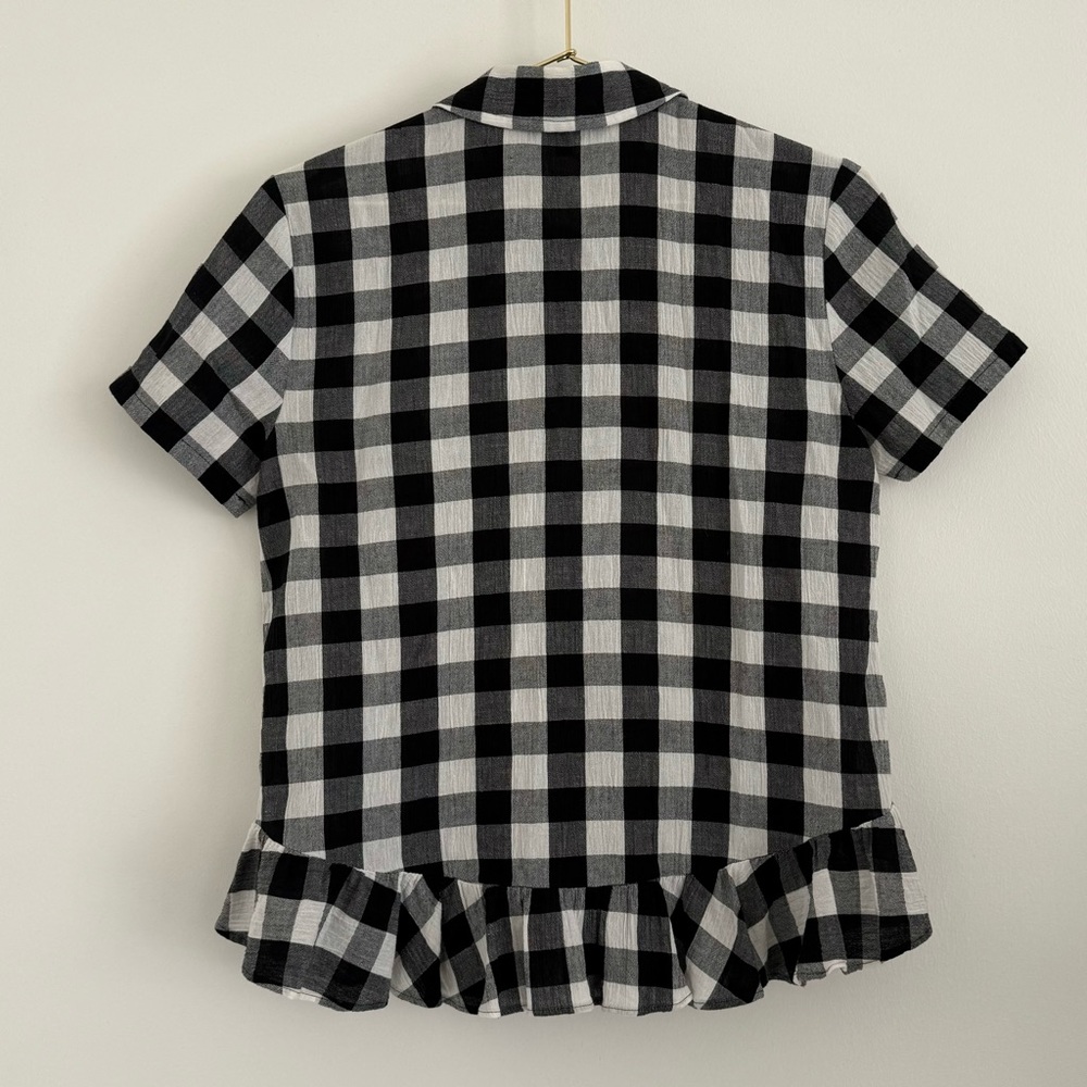 Madewell Black and White Button Down Shirt with Gingham Pattern - Picture 2 of 5
